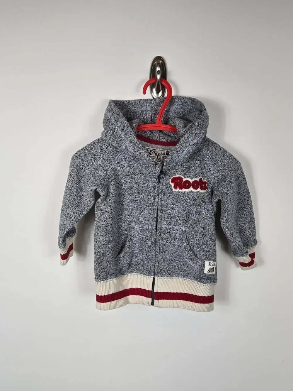 Roots Cabin Baby 3-6M Gray Full Zip Hoodie Canada Varsity Sweatshirt